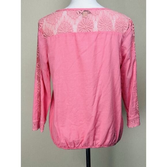 Vintage America Women's Small Blouse Pink Lace Accent Feminine Cottage Core - Picture 6 of 14
